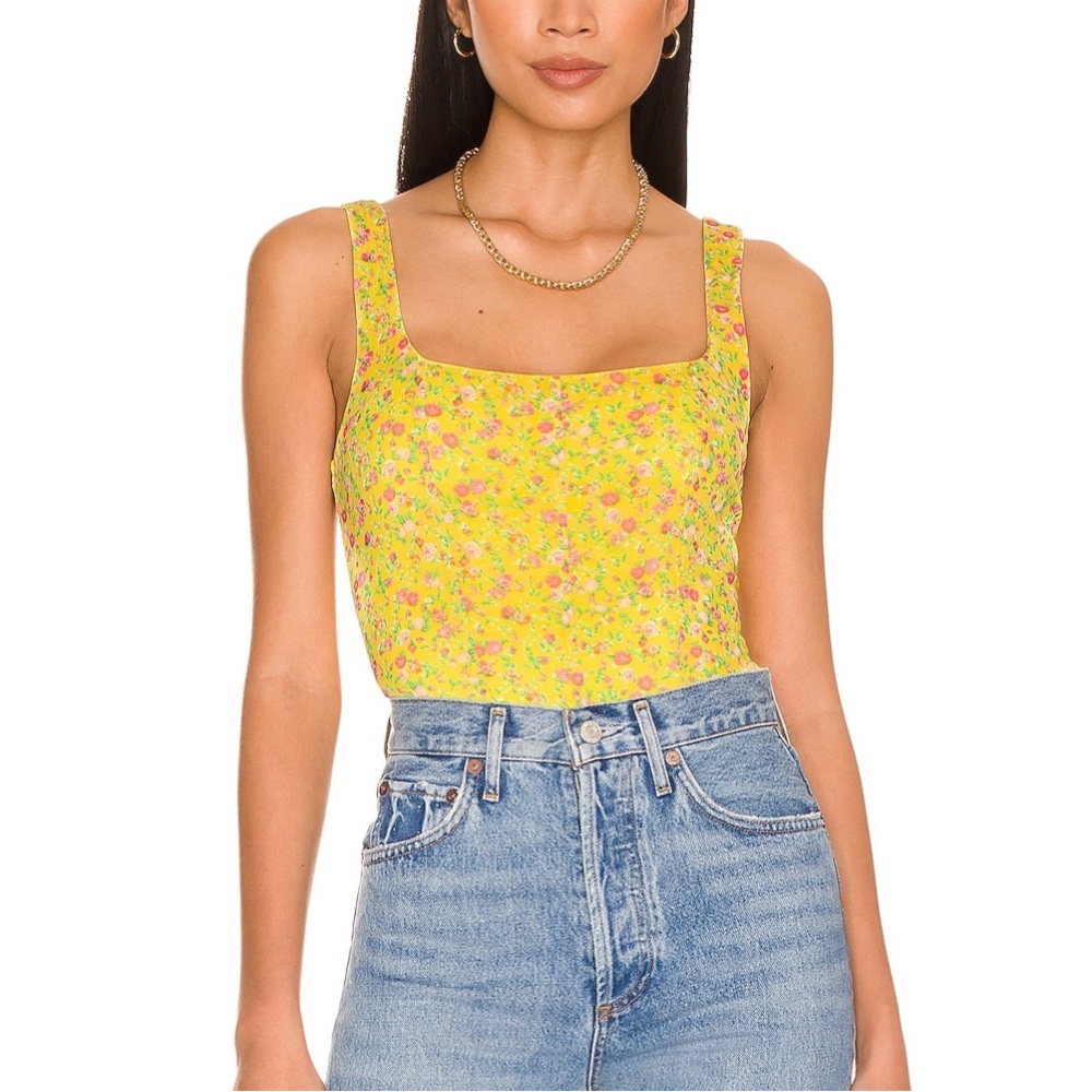 AFRM Cort Mesh Corset in Daisy Yellow, SOLD OUT ONLINE